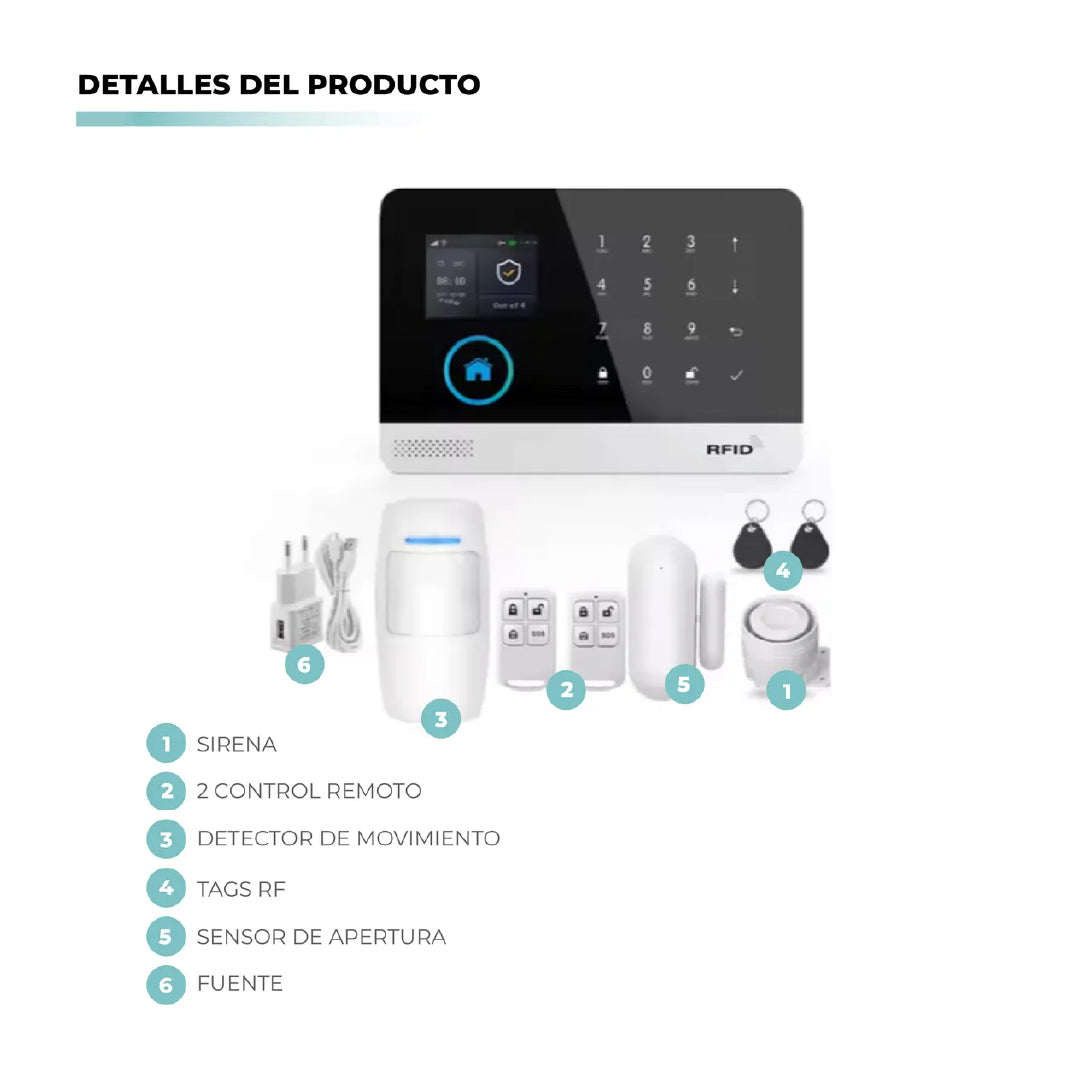 Kit Alarma Para Casa Inalámbrica Wifi 4g - Ultima Versión Blanco