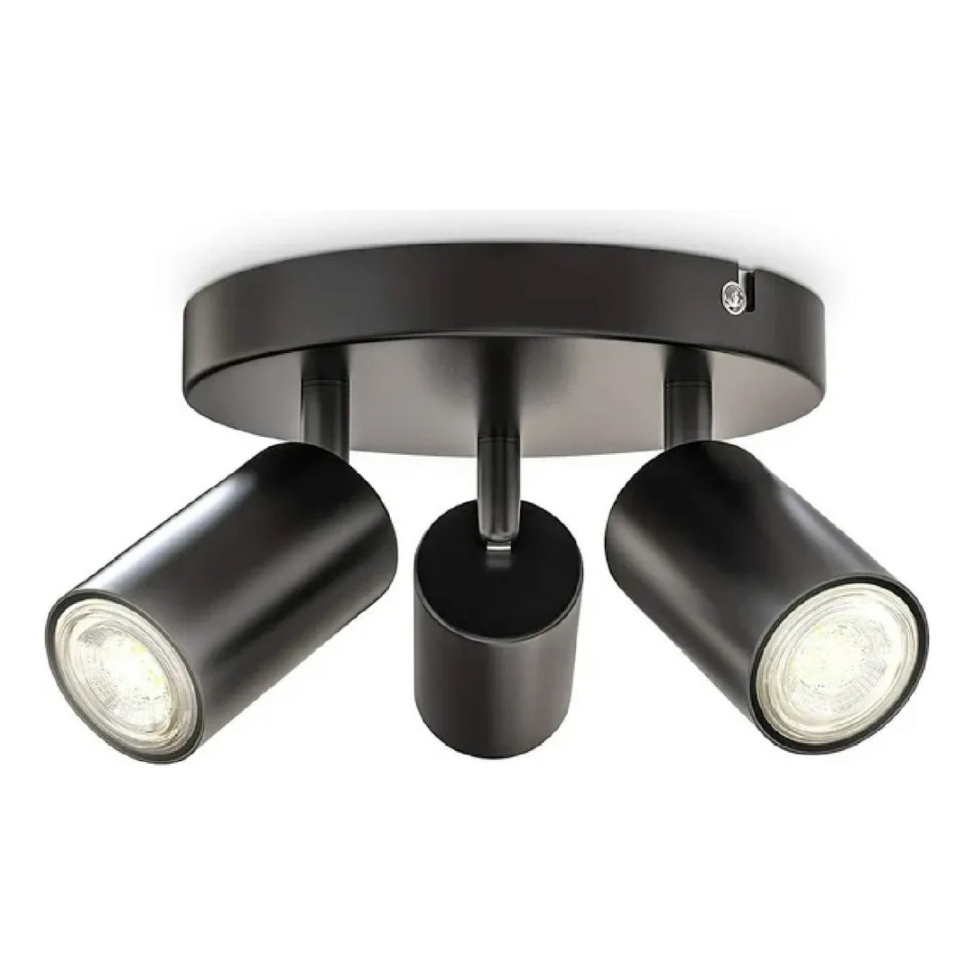 Lampara Tipo Spot Redondo Gu10 X 3 Unid 110v Negro