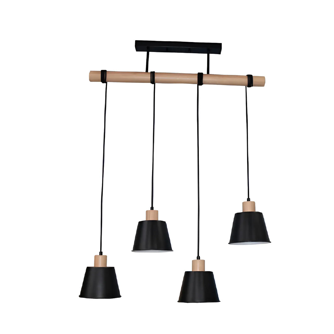 Lámpara Colgante Marca 4 Luces E27 Negra Atikus 110v