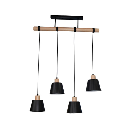 Lámpara Colgante Marca 4 Luces E27 Negra Atikus 110v