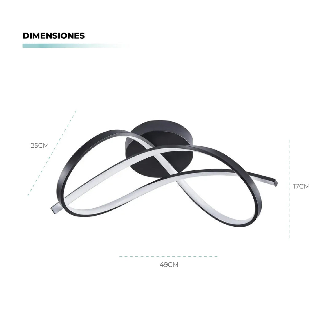 Lámpara Techo Olas Metal Negro 49 Cm 110v Negro