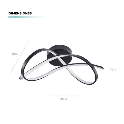 Lámpara Techo Olas Metal Negro 49 Cm 110v Negro