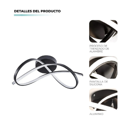 Lámpara Techo Olas Metal Negro 49 Cm 110v Negro