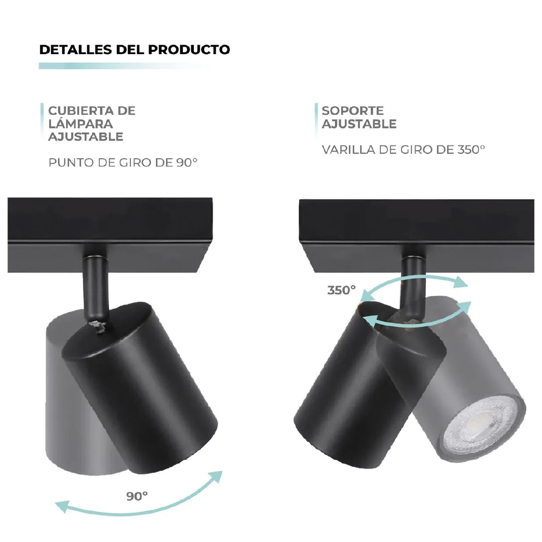 Lampara Tipo Spot Gu10 X 3 Unid 110v Negro