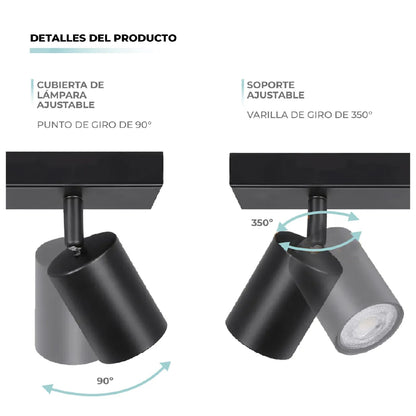 Lampara Tipo Spot Gu10 X 3 Unid 110v Negro