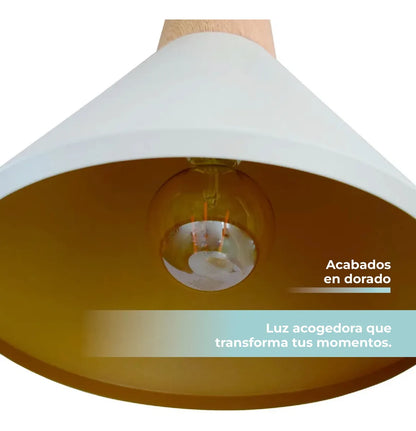 Lampara De Techo Isis Madera Atikus Luz